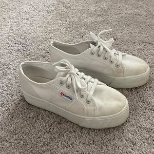 Superga white platform sneakers
